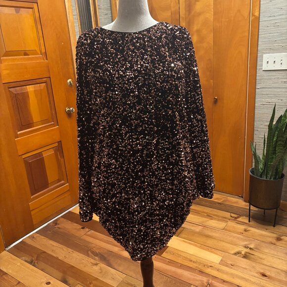 Black w/Rosegold Sequin Formal Top XL - Picture 1 of 4